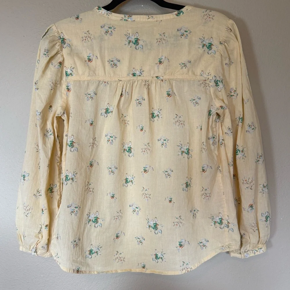 JOIE Fanning Long Sleeve Cotton Floral Top Butter Yellow Size Medium - Picture 4 of 6